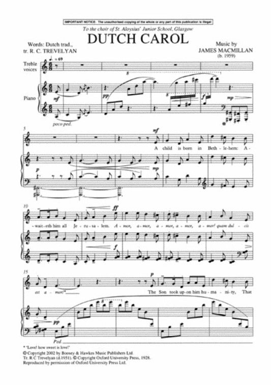 Dutch Carol Unis/Piano Book