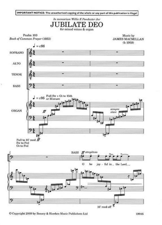 Jubilate Deo SATB Organ