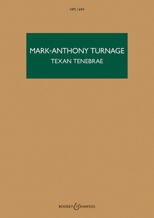 Turnage - Texan Tenebrae Orchestra Study Score Score