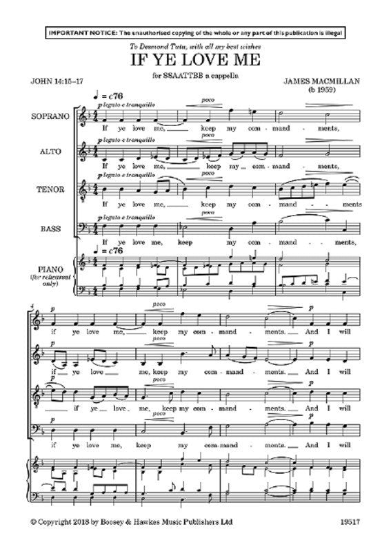 James MacMillan: If Ye Love Me — SSAATTBB A Cappella (Boosey & Hawkes)