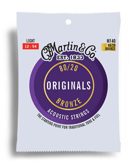 Martin M140 Light Gauge 80/20 Bronze Acoustic Guitar String Set (12-54)