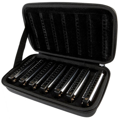 Hohner 7-Piece Blues Band Harmonica Set in Keys A, Bb, C, D, E, F, G with Custom Carrying Case — view 2