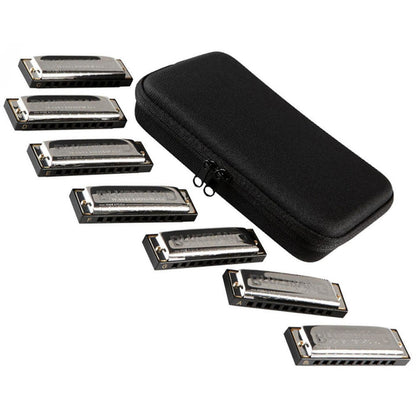 Hohner 7-Piece Blues Band Harmonica Set in Keys A, Bb, C, D, E, F, G with Custom Carrying Case — view 3