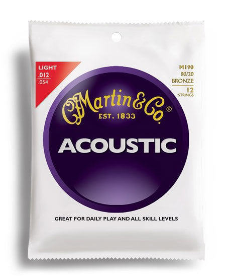 Martin Traditional 80-20 Bronze Light 12 String Guitar String Set (12-54)