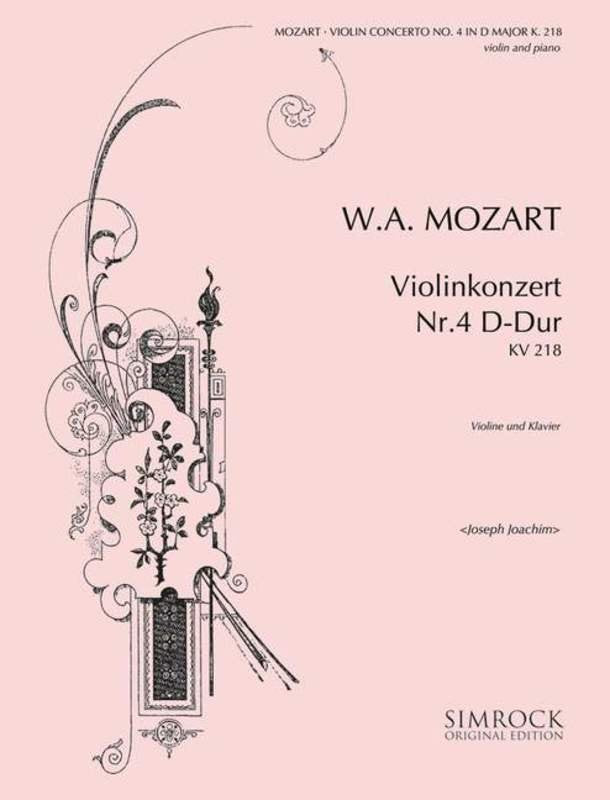 Mozart - Concerto No 4 In D K 218 Violin/Piano (Simrock)