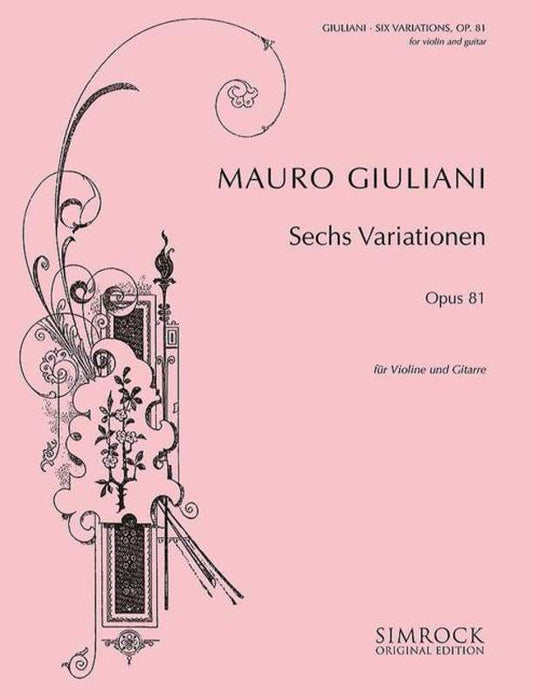 6 Variations In A Major Op 81 Violin/Guitar Book