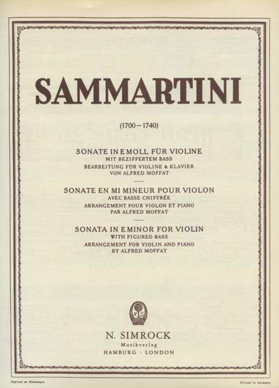 Sonata In E Min Violin Book
