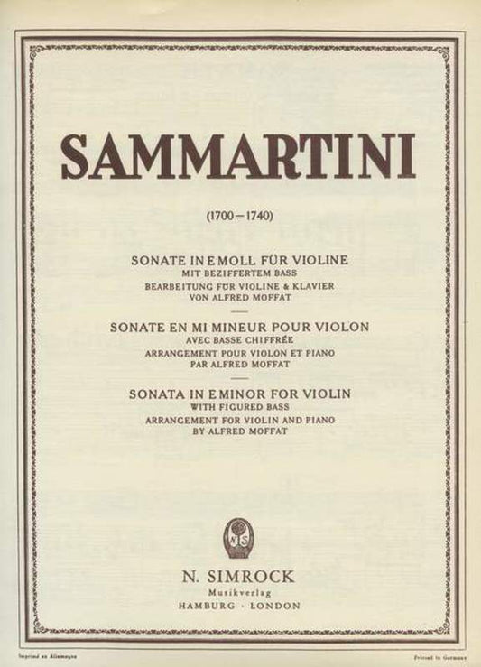 Sonata In E Min Violin Book