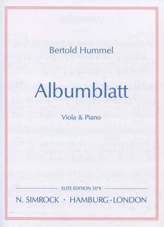 Albumblatt Vla/Piano Book