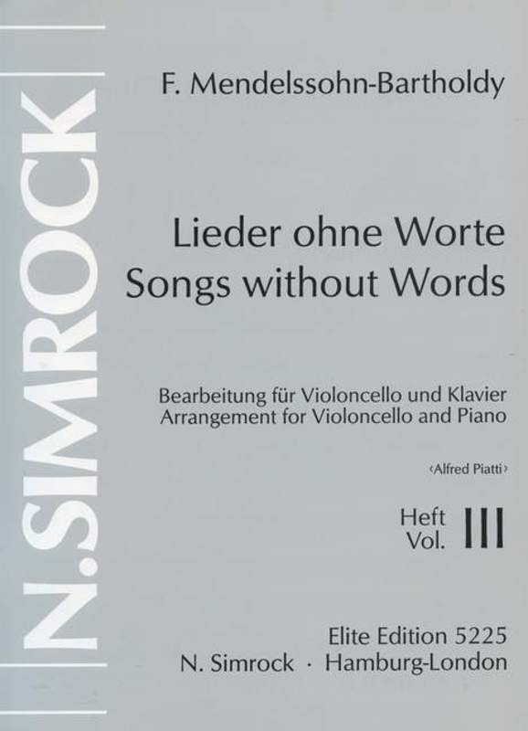 Songs W/O Wrds 3 Cello Book