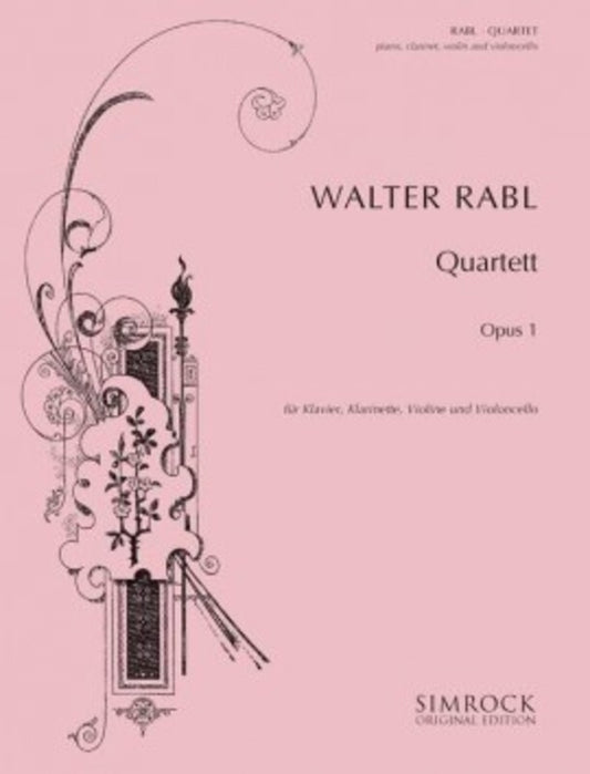 Rabl - Quartet Op 1 Clarinet/Violin/Cello/Piano Sc/Pts Score/Parts (Clarinet|Piano|Cello|Violin)