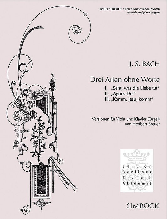 J.S. Bach: 3 Arias Without Words — Viola & Piano, arr. Heribert Breuer (Simrock)