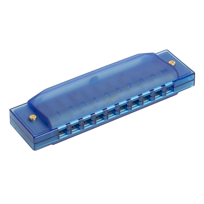 Bryden Transparent Green Harmonica in C with 10 Holes, 20 Brass Reeds, Plastic Frame, Nickel Plated Covers, Case and Cloth Included — view 2