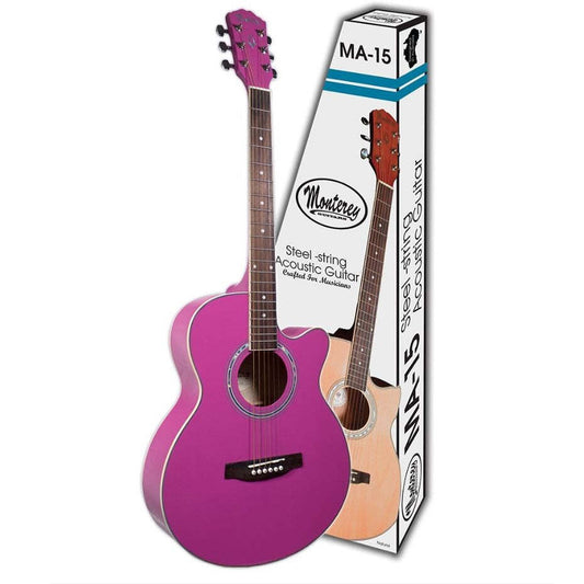 Monterey MA-15PK Acoustic Guitar Folk Size Hot Pink w/ Cutaway
