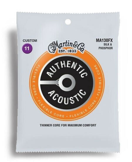 Martin Authentic Acoustic Flexible Core Silk & Phosphor Guitar String Set MA130FX (11-47)