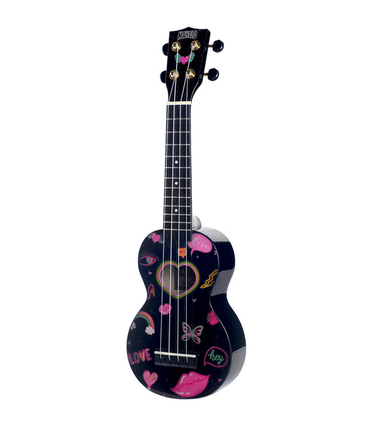 Mahalo Art Series Soprano Ukulele - Heart (Black)