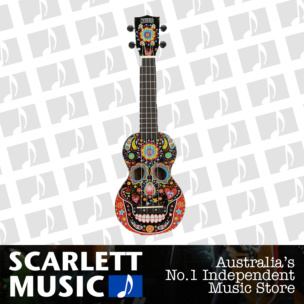 Mahalo Art Series Soprano Ukulele - Skull (Black) — view 2