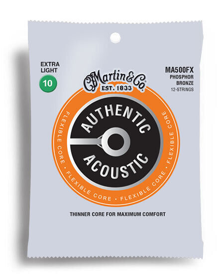 Martin Authentic Acoustic Flexible Core 92/8 Phosphor Bronze Extra Light 12-String Set MA500FX 10-54