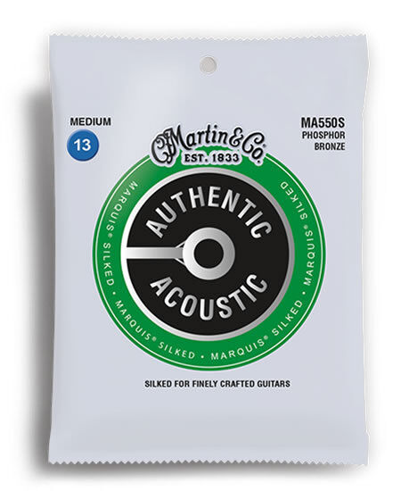 Martin Authentic Acoustic Marquis Silked Medium Guitar String Set MA550S (13-56) Phosphor Bronze