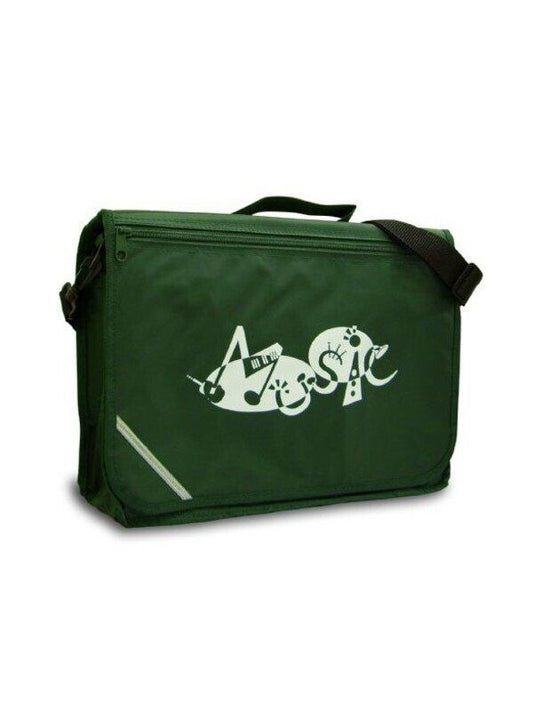 Mapac Excel Music Bag - Green with Reflective Strip and Shoulder Strap, 37x27cm