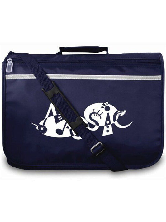 Mapac Excel Music Bag - Navy Blue with Reflective Strip and Detachable Shoulder Strap, Size 37 x 27cm, 9cm Gusset