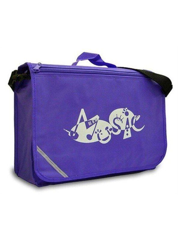 Mapac Excel Music Bag - Purple with Reflective Strip and Compartments, 37 x 27cm