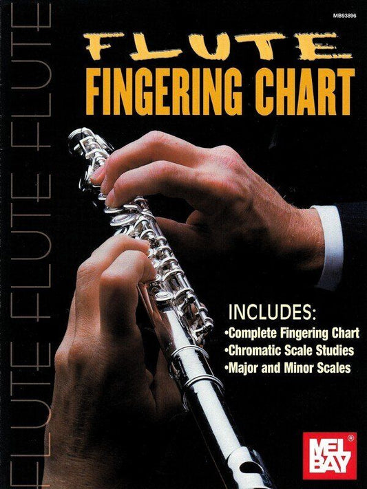 Flute Fingering Chart by Mel Bay Publications, Laminated, Includes Scale Studies, Key Diagrams, and Dynamic Markings, 4 Pages