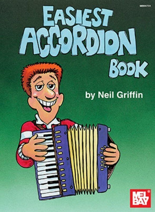 Easiest Accordion Book by Neil Griffin, 32 Pages, Mel Bay Publications, 12-Bass Accordion, 27 Easy Solos for Beginners