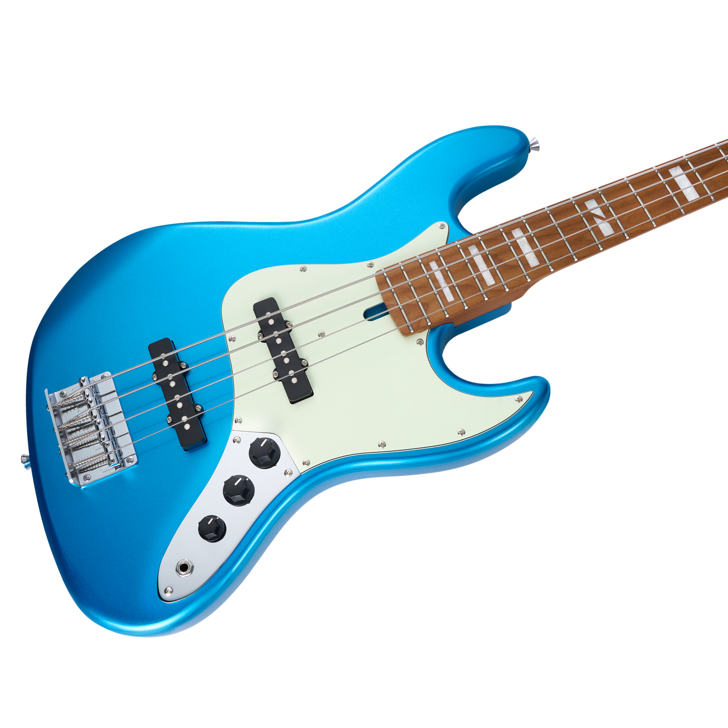MOOER MBJ410 Electric Bass Guitar Jazz Style Metal Blue — view 3