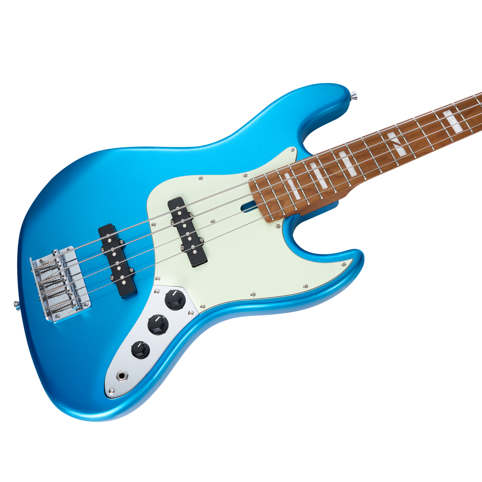 MOOER MBJ410 Electric Bass Guitar Jazz Style Metal Blue — view 3