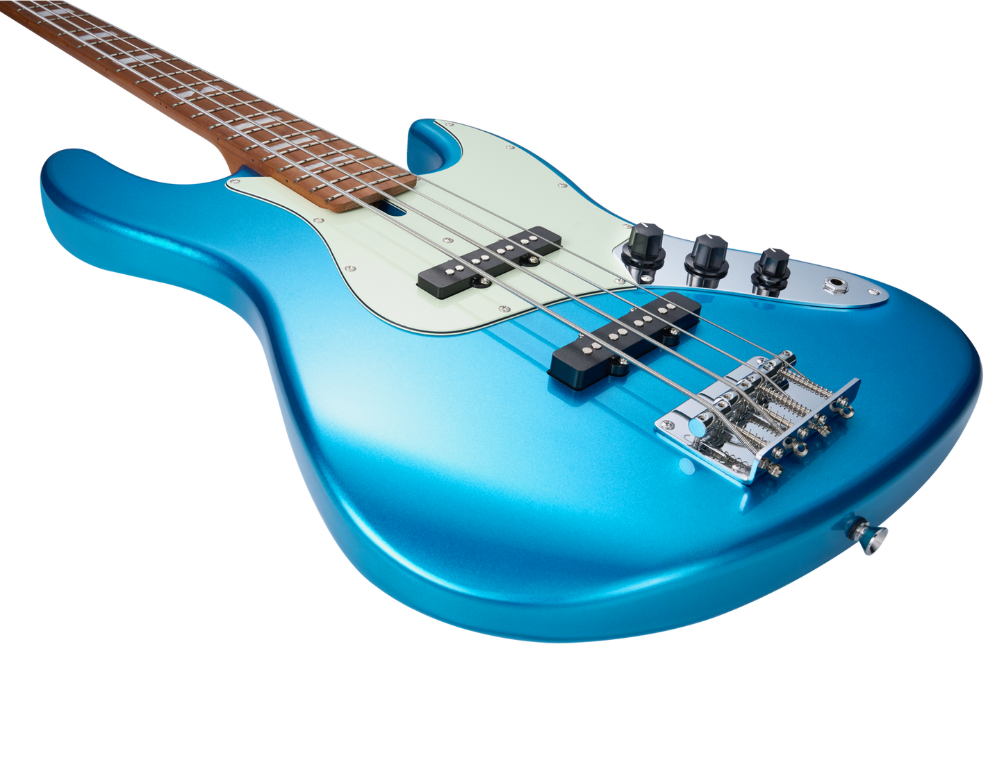 MOOER MBJ410 Electric Bass Guitar Jazz Style Metal Blue — view 4