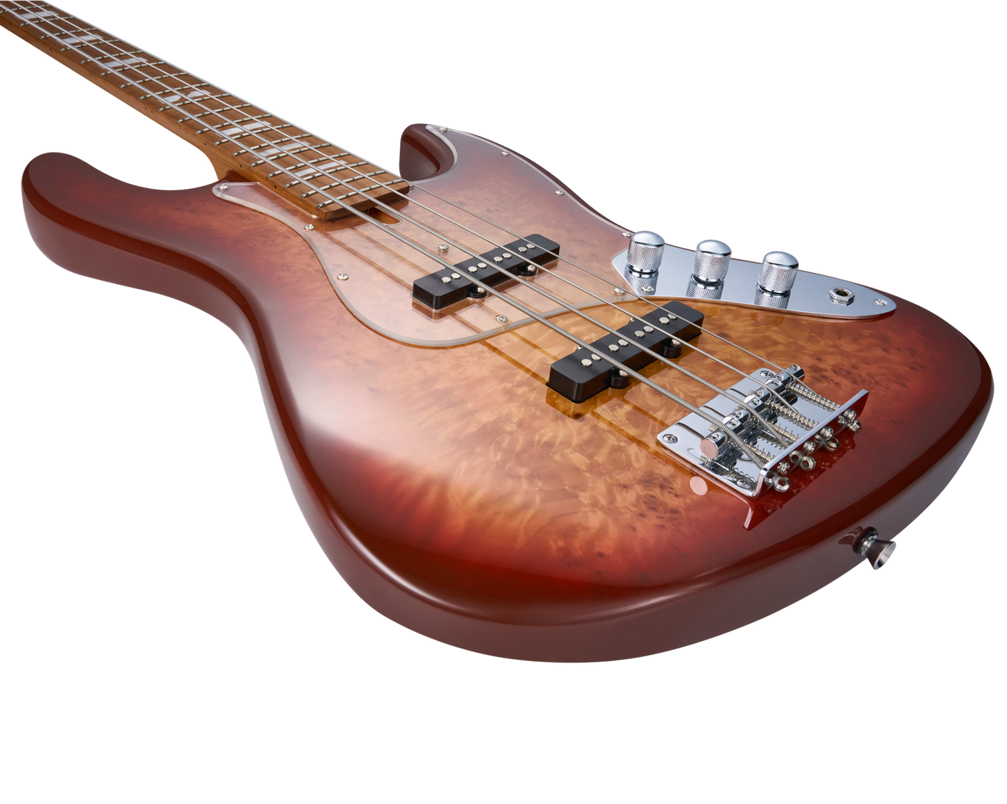 MOOER MBJ410 J Bass-Style Electric Bass Guitar - Red Burst — view 3