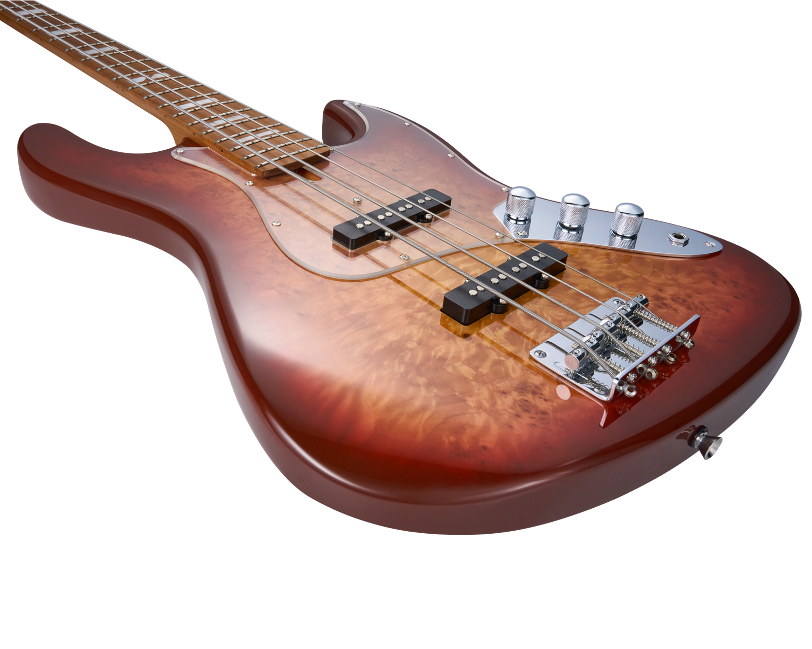 MOOER MBJ410 J Bass-Style Electric Bass Guitar - Red Burst — view 3