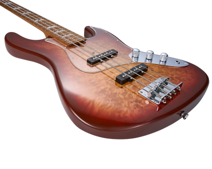 MOOER MBJ410 J Bass-Style Electric Bass Guitar - Red Burst — view 3