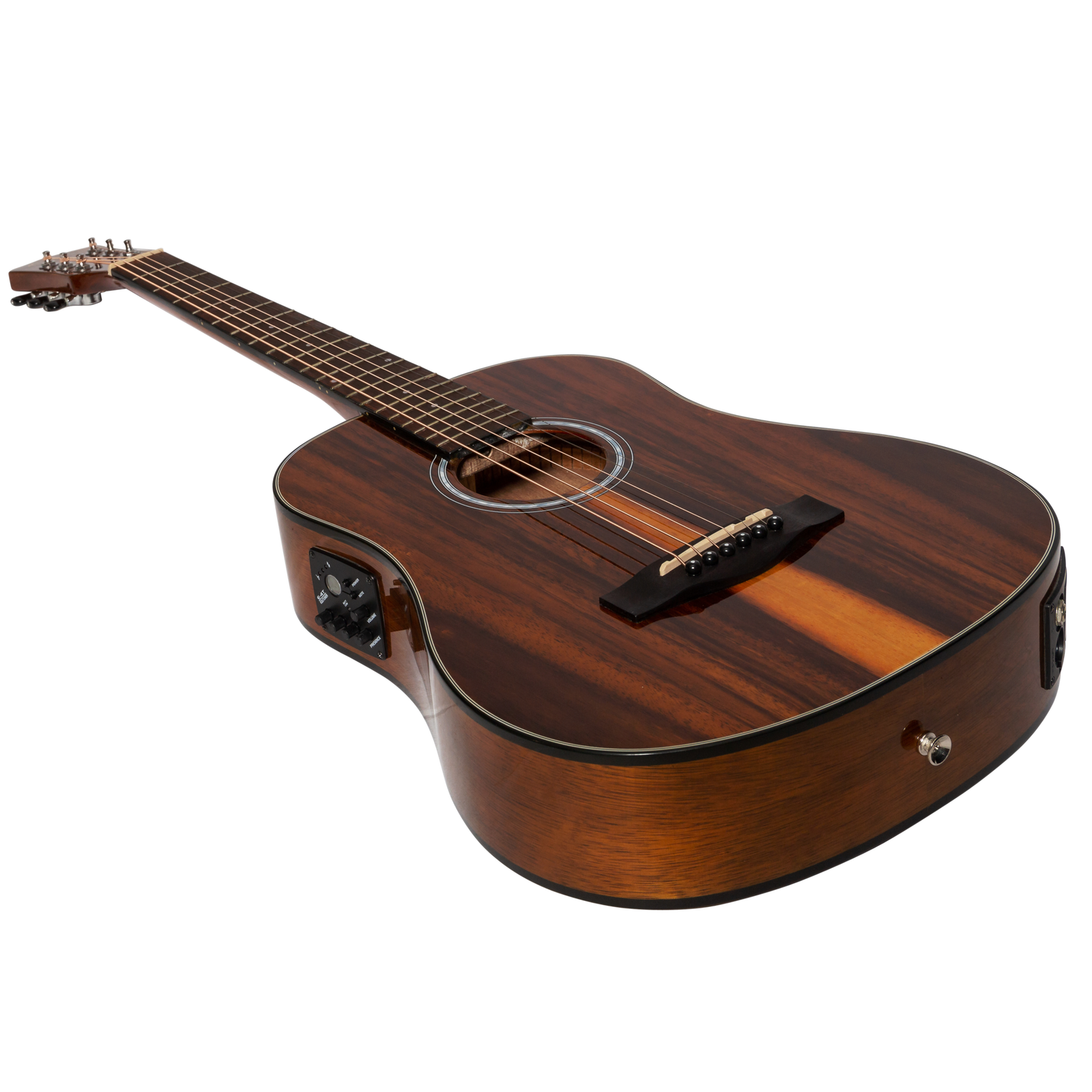 Martinez '51 Series' Acoustic-Electric Babe Traveller Guitar Teakwood Gloss Finish MBT-51G-TK — view 3