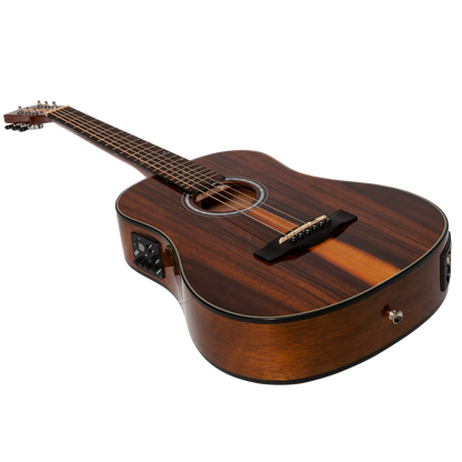 Martinez '51 Series' Acoustic-Electric Babe Traveller Guitar Teakwood Gloss Finish MBT-51G-TK — view 3