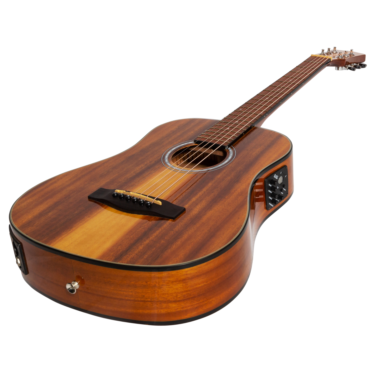 Martinez '51 Series' Left Handed Acoustic-Electric Babe Traveller Guitar Koa Gloss Finish — view 3