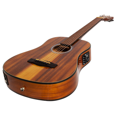 Martinez '51 Series' Left Handed Acoustic-Electric Babe Traveller Guitar Koa Gloss Finish — view 3