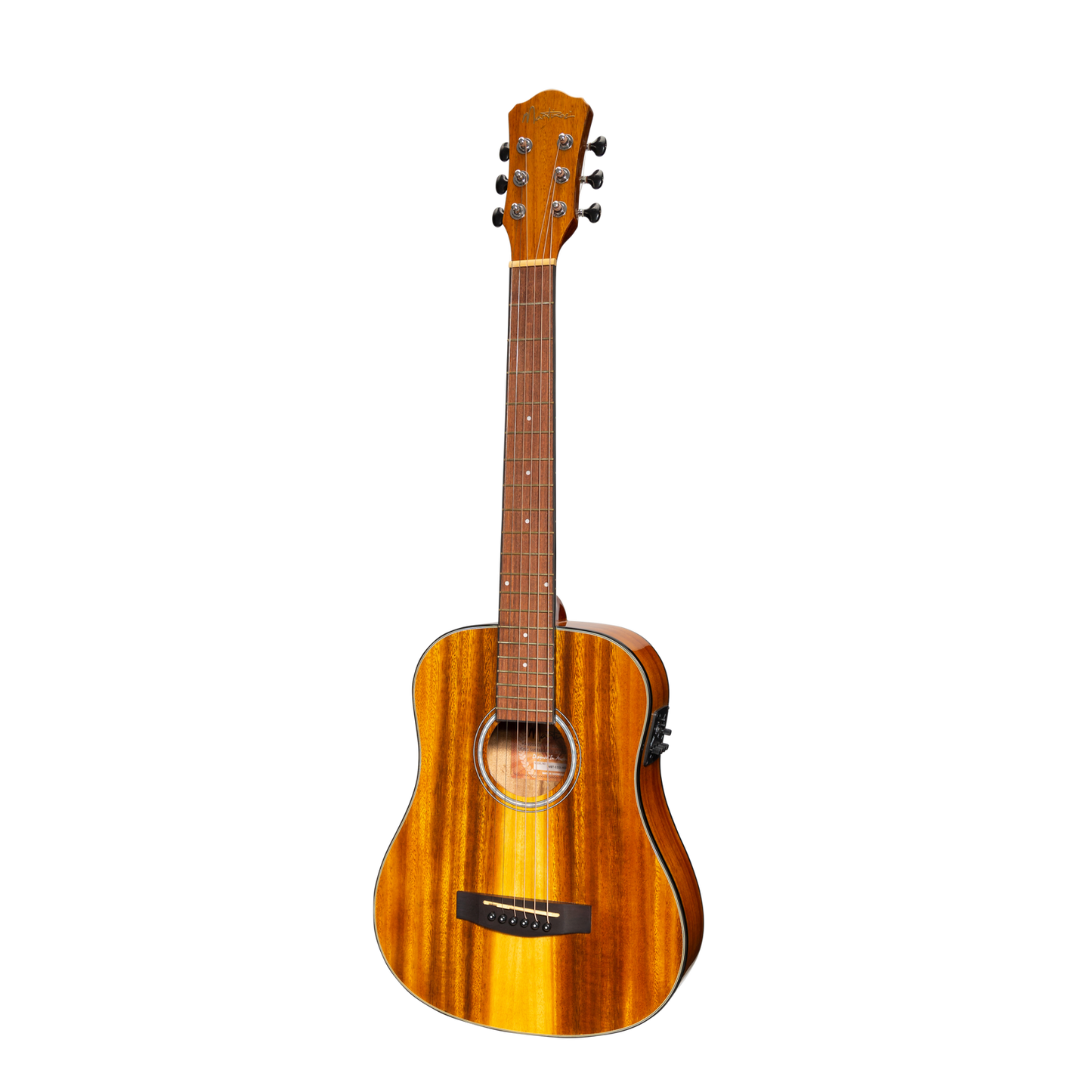 Martinez '51 Series' Left Handed Acoustic-Electric Babe Traveller Guitar Koa Gloss Finish