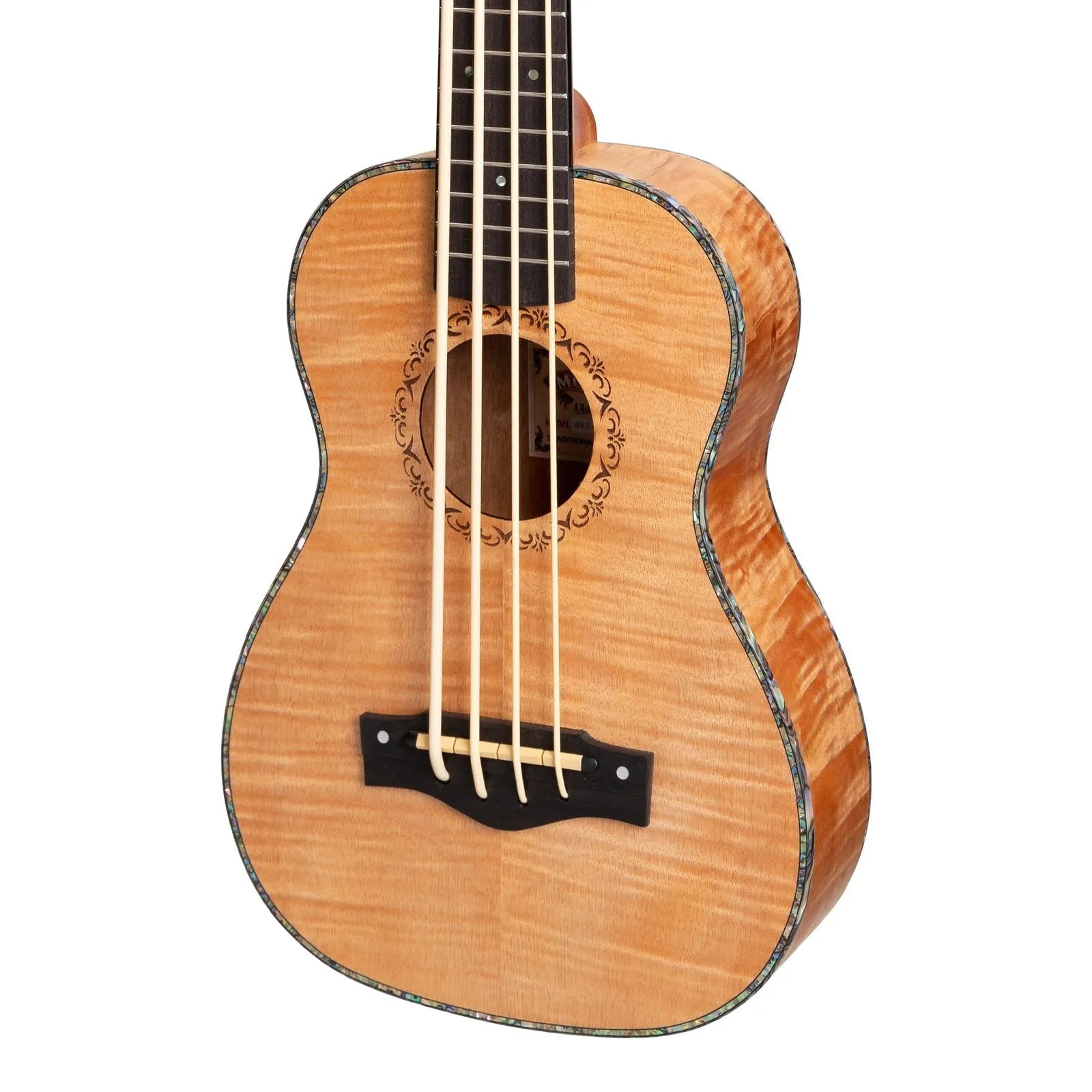 Mojo Flamed Okoume 30" Electric Bass Ukulele with KLT-21 Preamp and Built-in Tuner, Natural Satin Finish — view 4