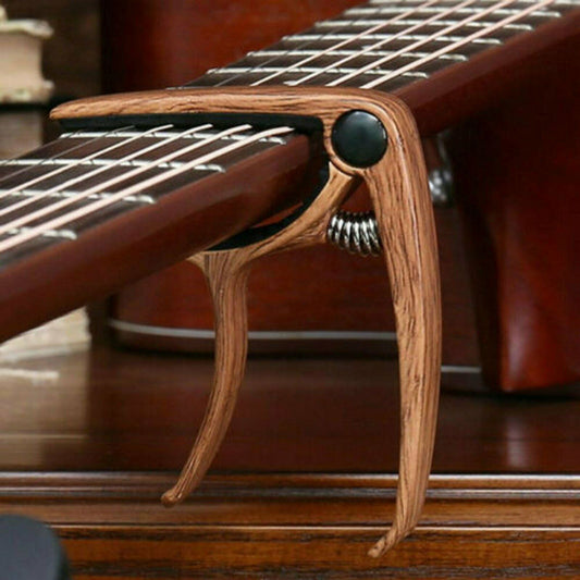 Alloy Quick Change Grain Clamp Key Capo Wood For Acoustic Electric Guitar Bass