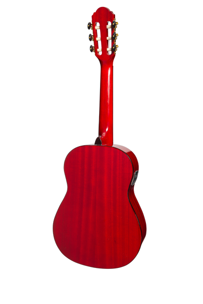 Martinez G-Series MC-12GT-TWR 1/2 Size Student Classical Guitar with Built-In Tuner, Trans Wine Red-Gloss — view 2