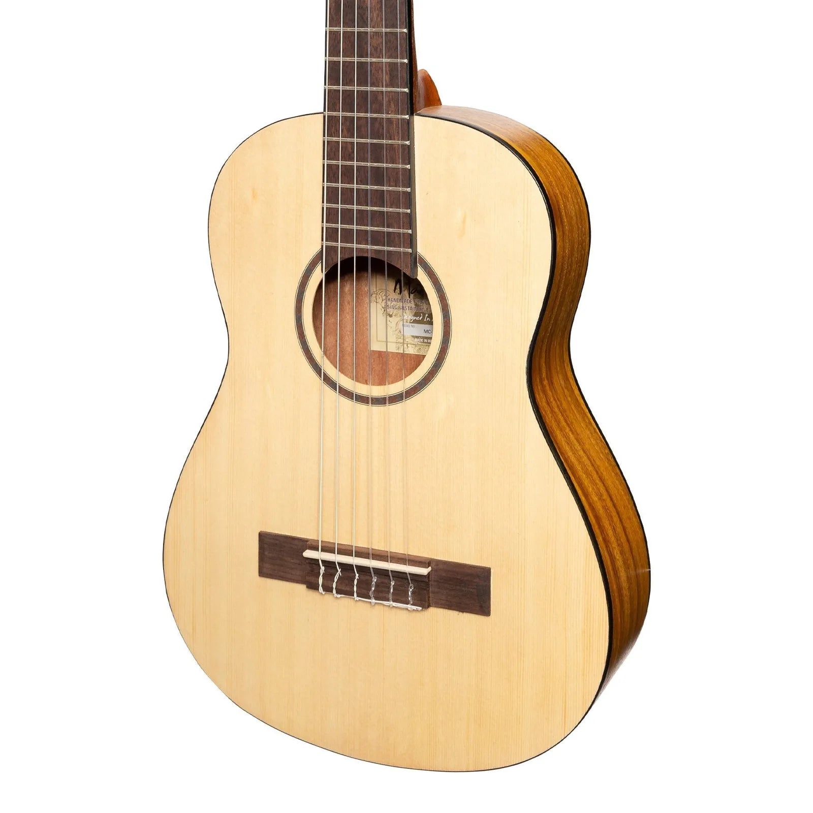 Martinez 1/2 Size Student Classical Guitar with Built-In Tuner - Spruce/Koa, Model MC-12T-SK, Natural Satin Finish — view 4