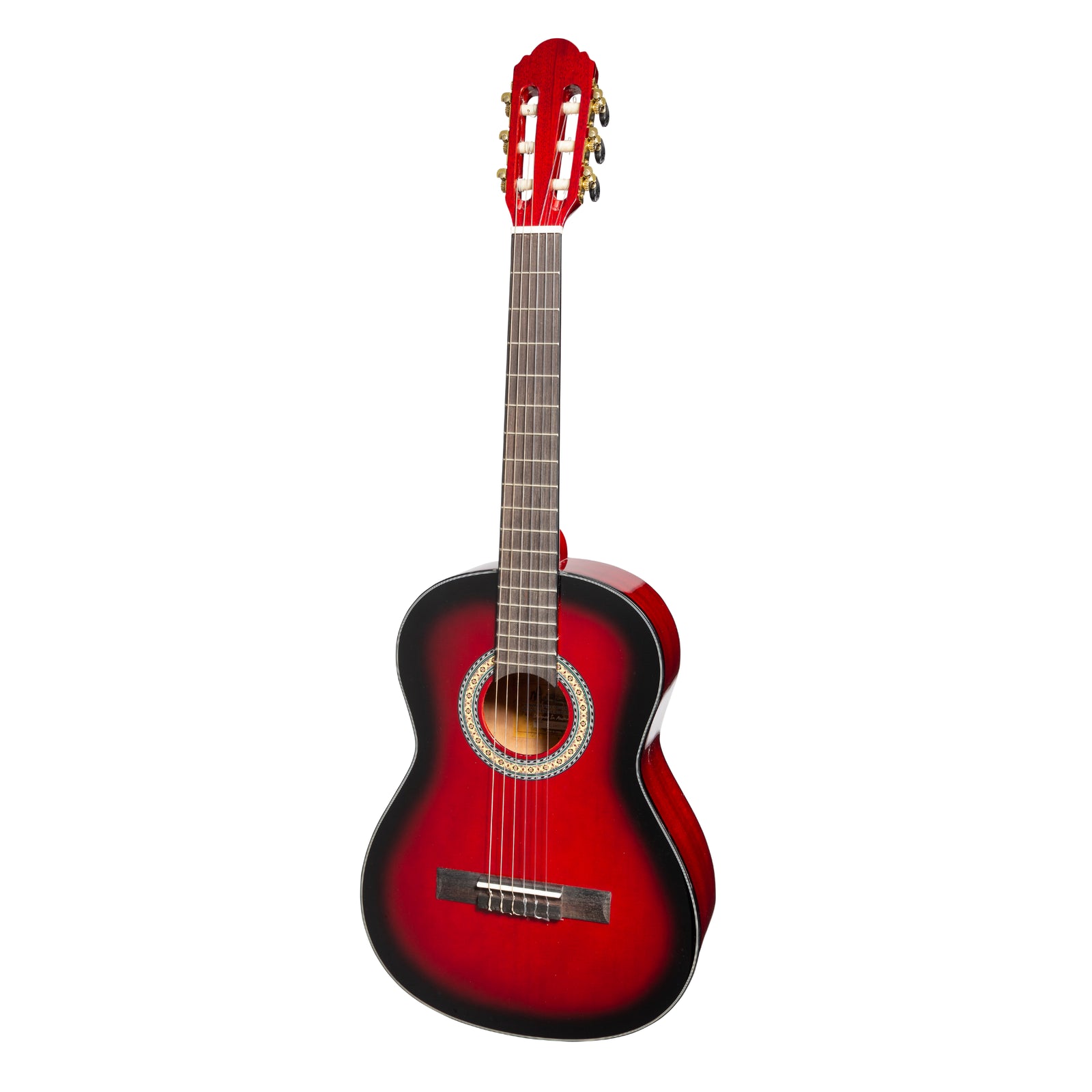 Martinez G-Series 3/4 Size Electric Classical Guitar with Built-in Tuner - Trans Wine Red Gloss