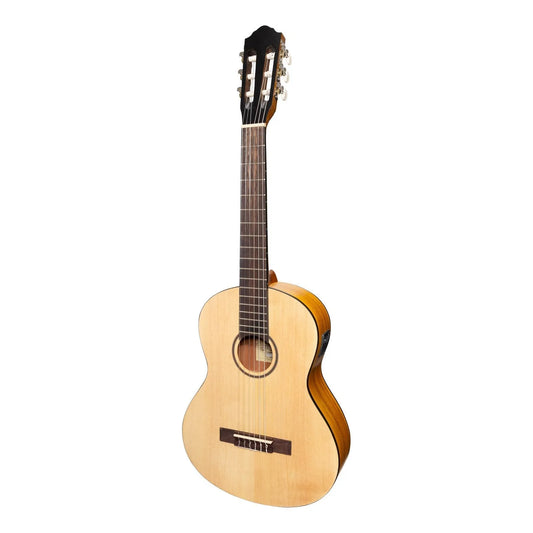 Martinez Left Handed 3/4 Size Student Classical Guitar with Built In Tuner - Spruce/Koa