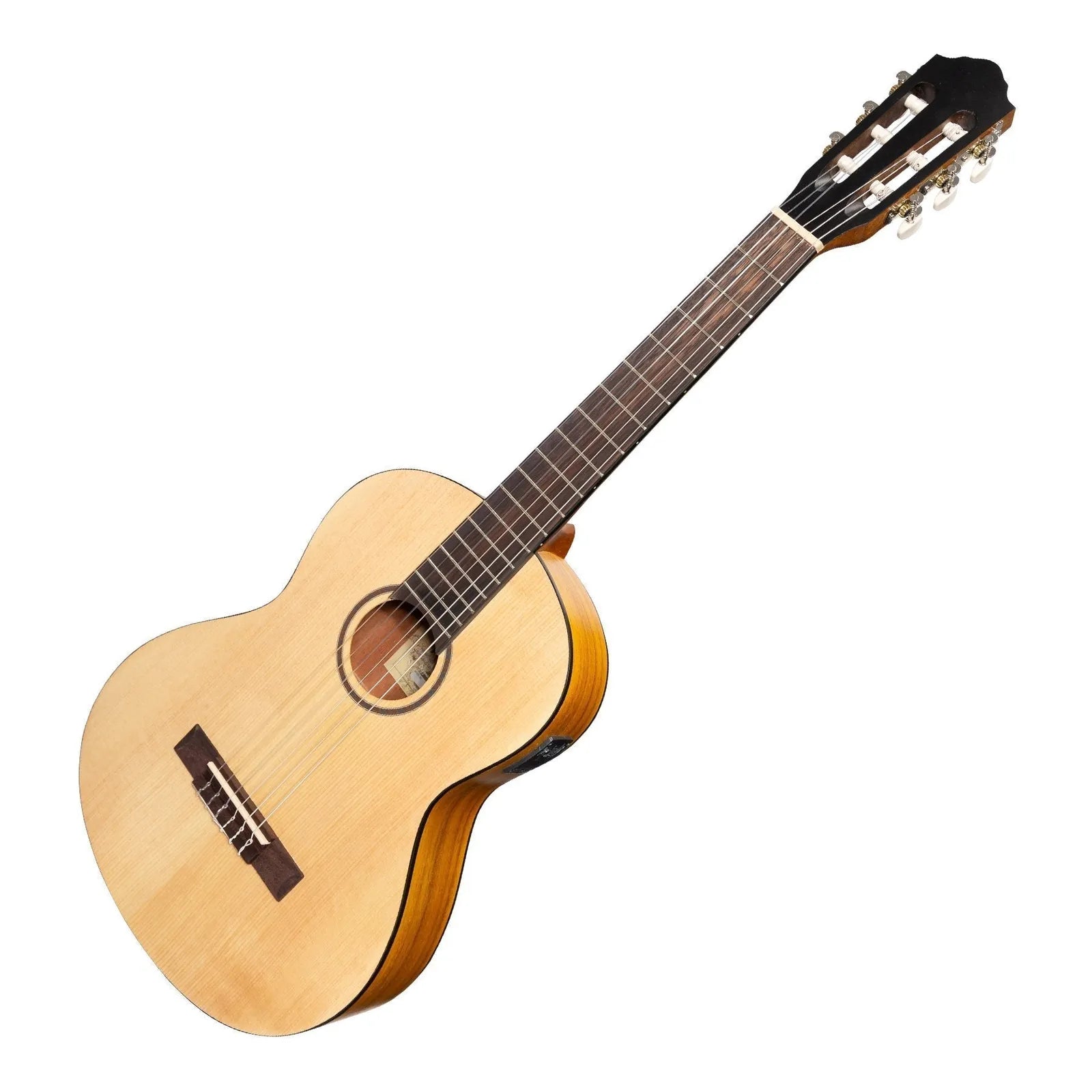 Martinez Left Handed 3/4 Size Student Classical Guitar with Built-In Tuner (Spruce/Koa) — view 3