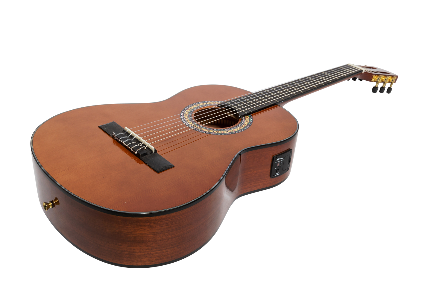 Martinez G-Series Left Handed Full Size Electric Classical Guitar with Built-in Tuner Natural Gloss MC-44GTL-NGL — view 2