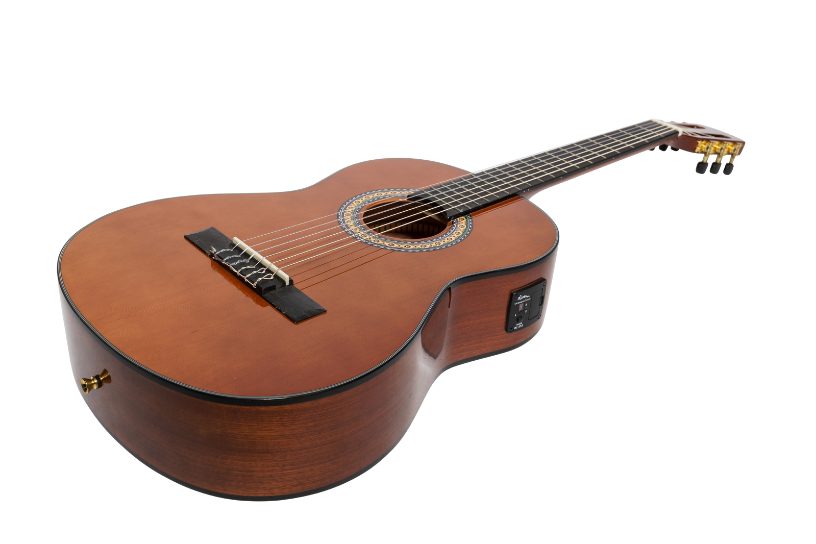 Martinez G-Series Left Handed Full Size Electric Classical Guitar with Built-in Tuner Natural Gloss MC-44GTL-NGL — view 2