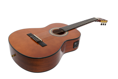 Martinez G-Series Left Handed Full Size Electric Classical Guitar with Built-in Tuner Natural Gloss MC-44GTL-NGL — view 2