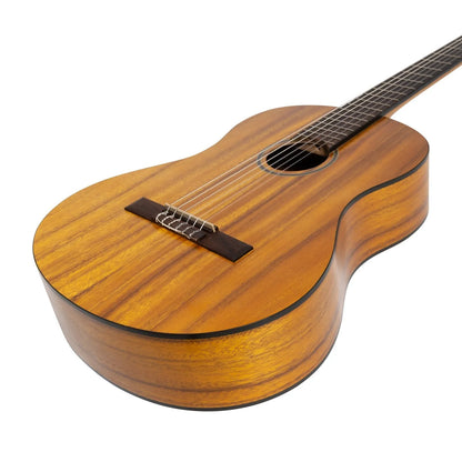 Martinez MC-44T-KOA Full Size Student Classical Guitar with Built-In Tuner, Natural Satin Finish, 6 Nylon Strings, 4/4 Size — view 6